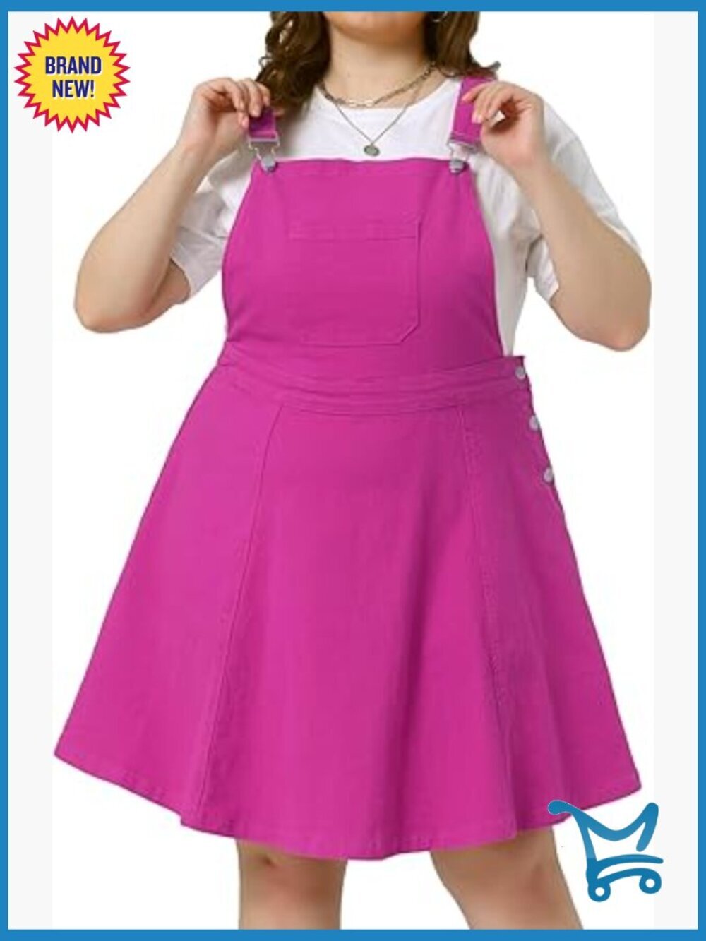 Denim Overall Dress for Women Plus Size Adjustable Strap Sleeveless Pinafore